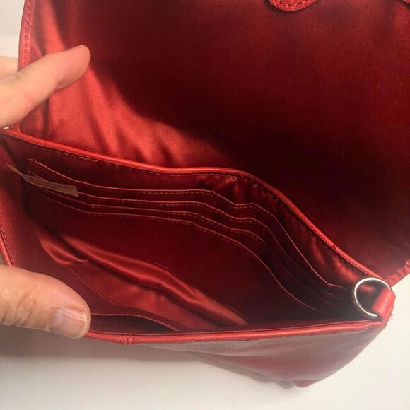 1336 Coach pebble leather snap flap cluch bag RED - Picture 2 of 4